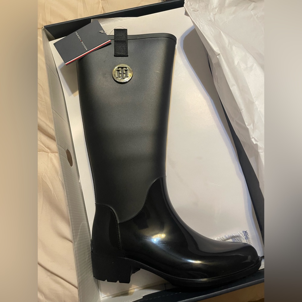 Brand new in box Tommy Hilfiger black rain boots